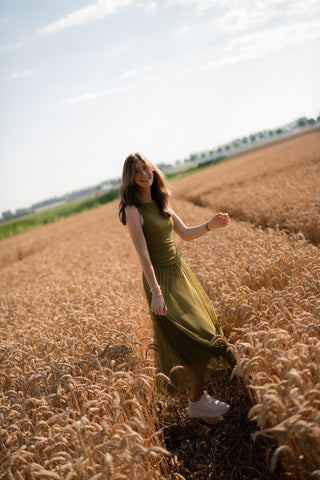 Italy dress olive mesh chic