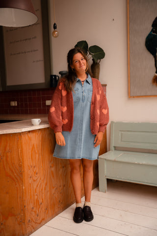 Cardigan heart FAV old pink