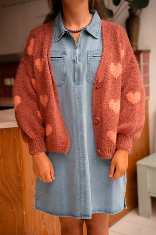 Cardigan heart FAV old pink