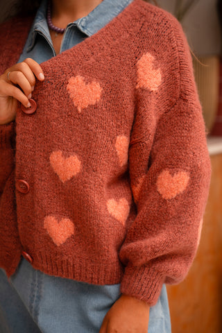 Cardigan heart FAV old pink