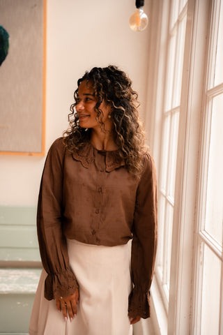 Blouse brown April cotton