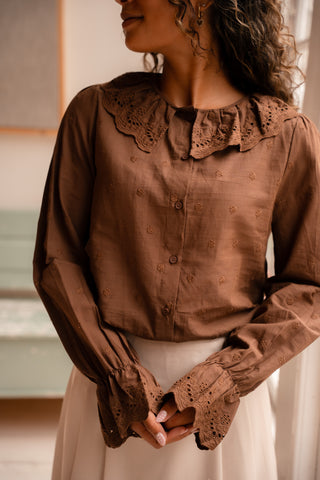 Blouse brown April cotton