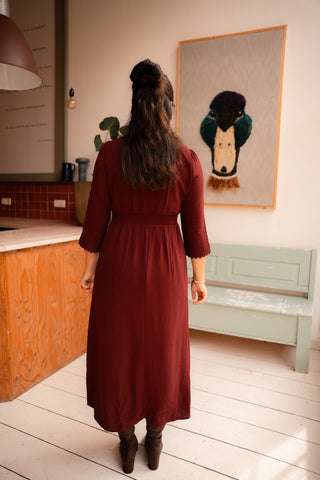 bordeaux dress maje long