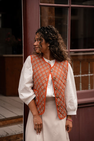 gilet april print orange