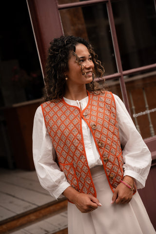 gilet april print orange