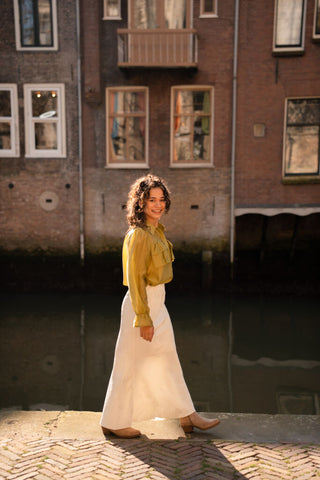 satin skirt creme flower – foto 4