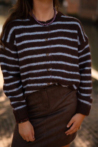 cardigan stripe burga brown/blue