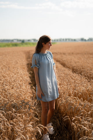 dress  margot bow blue
