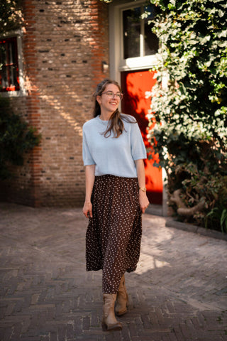 Paris coffee plissé skirt 81508 dots