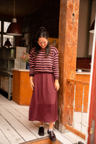 cardigan stripe burga pink/bordeaux