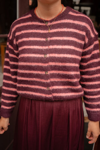 cardigan stripe burga pink/bordeaux