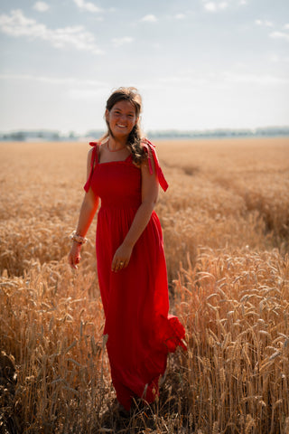 Perfect summer dress bow liek fuchsia-red