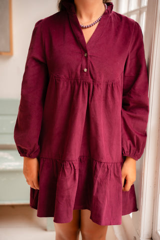 JET'S FAVS corduroy dress magenta