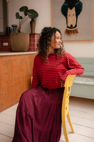 Long sleeve Jane stripe pink bordeaux