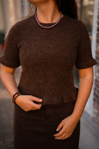 A VIEW - Landy knit ruffle dark brown