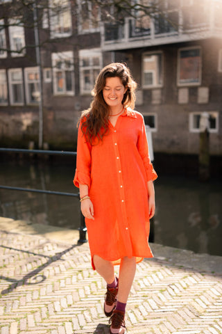 enfola dress linnen 06659 coral