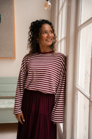 Long sleeve Jane stripe purple creme