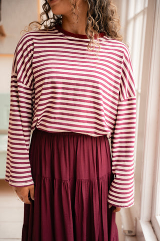Long sleeve Jane stripe purple creme