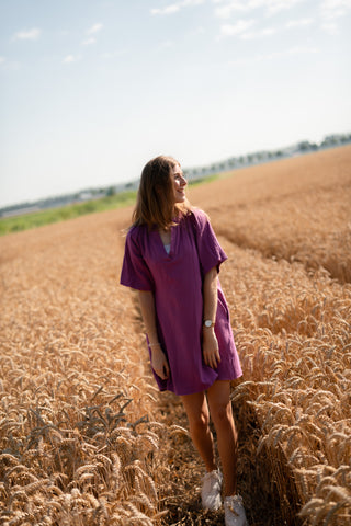 Waffle dress Sam 8849 Azurro magenta
