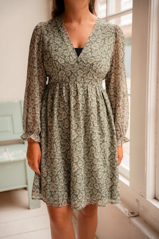 dress flower green short