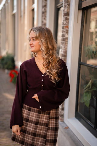 joly cardigan button bordeaux