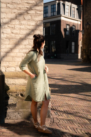 enfola dress linnen 06659 perla army – foto 4