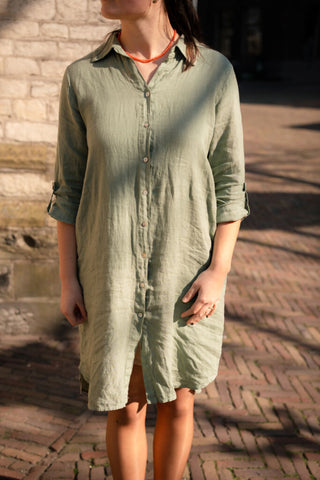 enfola dress linnen 06659 perla army – foto 2