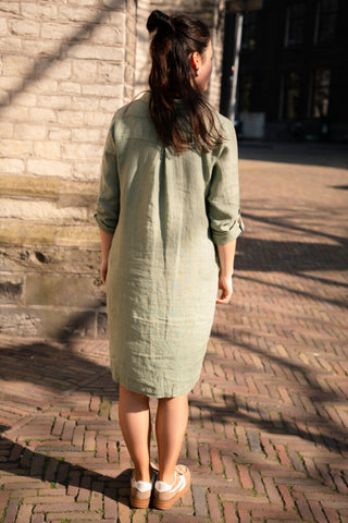 enfola dress linnen 06659 perla army – foto 3