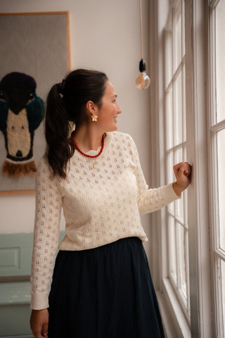 beige crochet knit puur