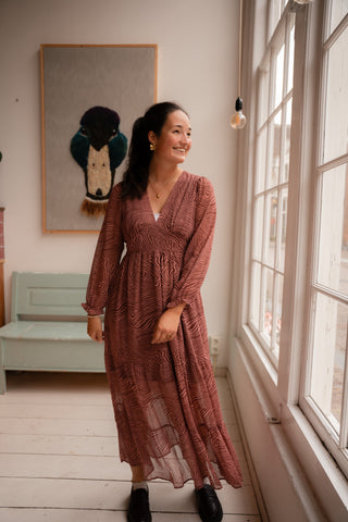 dress zebra brown pink long