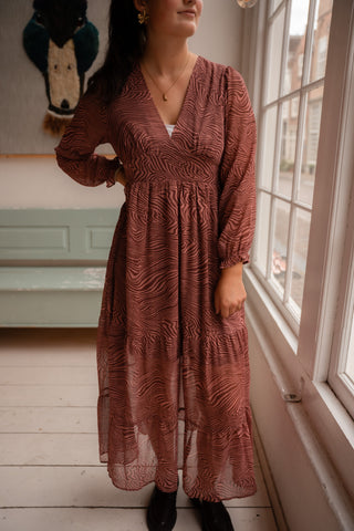 dress zebra brown pink long