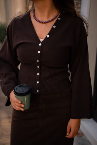 joly cardigan button choco