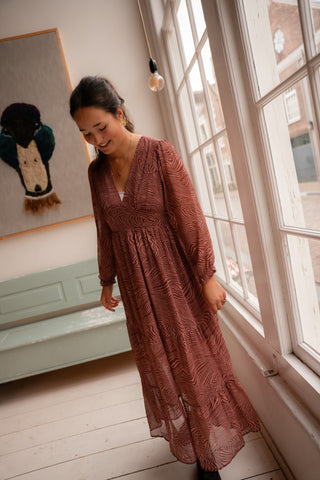 dress zebra brown pink long