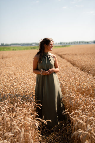 Halter dress viscose 8889 Azzurro army