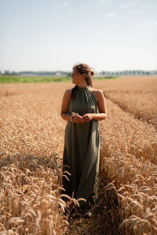Halter dress viscose 8889 Azzurro army