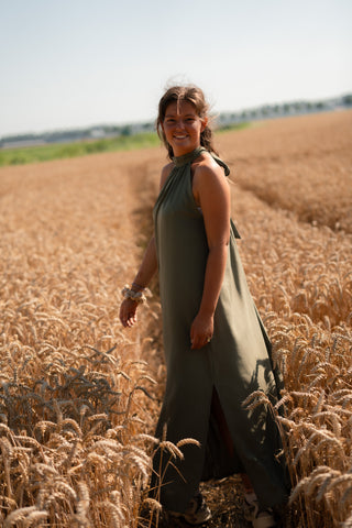 Halter dress viscose 8889 Azzurro army