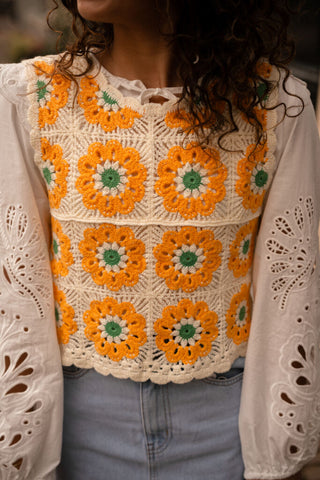 G85 ella top orange/green crochet – foto 2