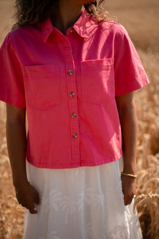 denim blouse pink 6908
