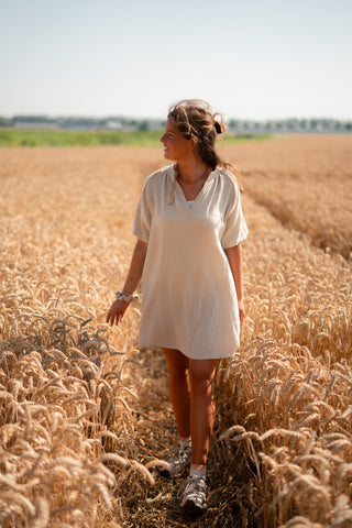 Waffle dress Sam 8849 Azurro beige