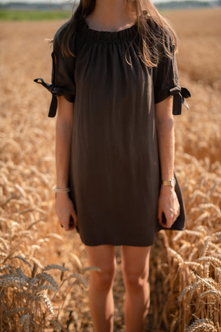 dress brown margot bow