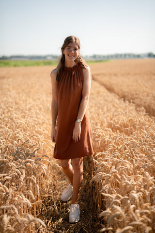 dress halter bow cato rust