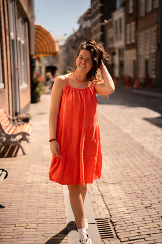 summer dress minka red peach