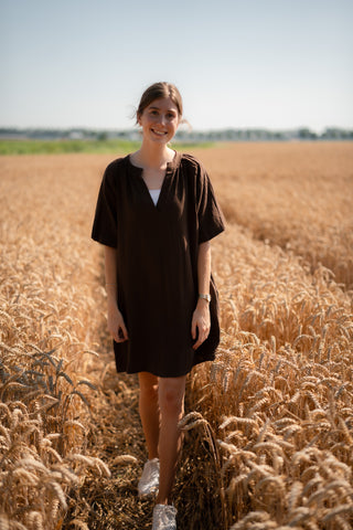 Waffle dress Sam 8849 Azurro brown