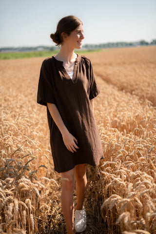 Waffle dress Sam 8849 Azurro brown