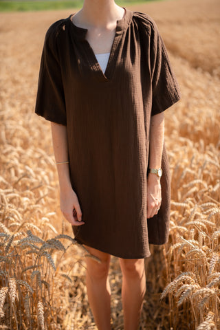Waffle dress Sam 8849 Azurro brown