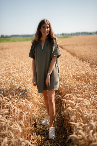 Waffle dress Sam 8849 Azurro army
