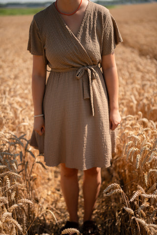 dress short Fara 8772 Azzurro camel