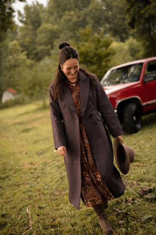 Long blazer jacket plum