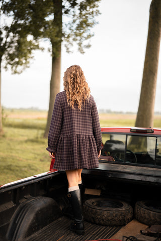 lala dress bordeaux block
