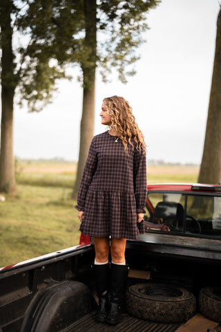 lala dress bordeaux block